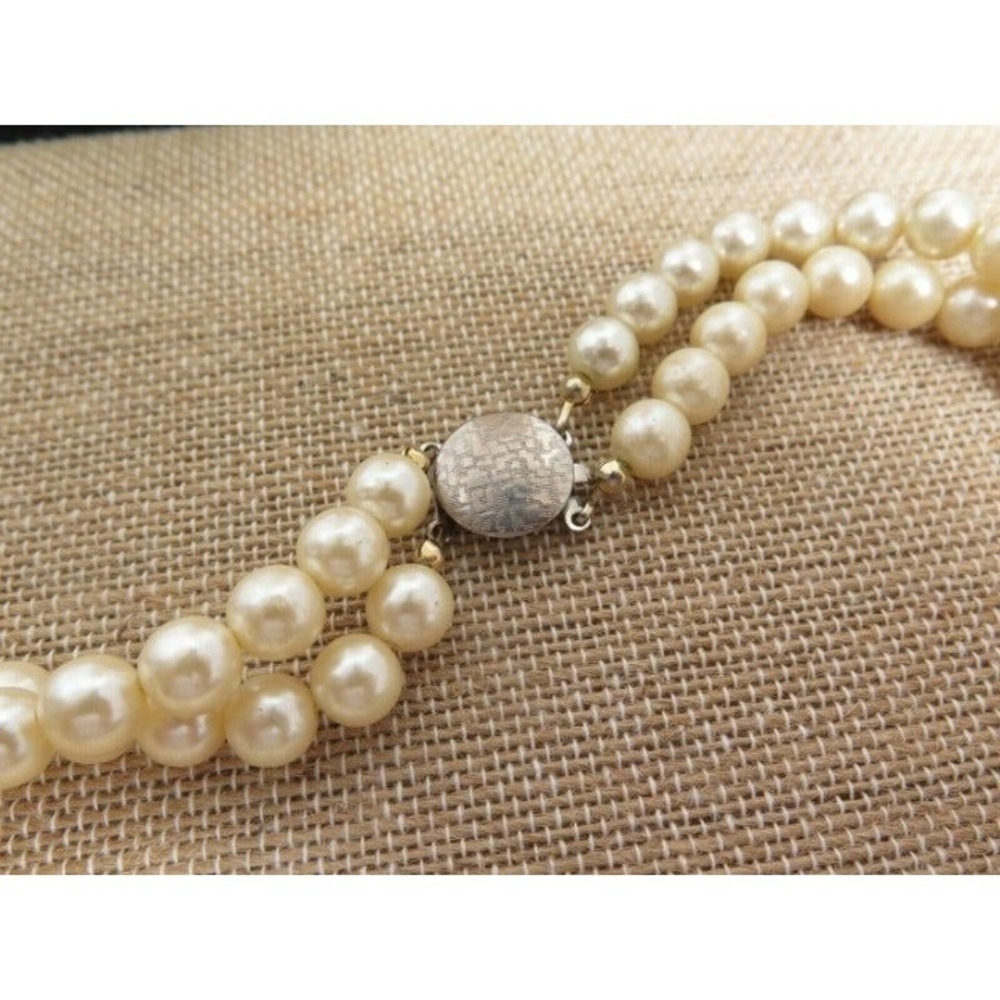 VINTAGE DOUBLE ROW PEARL NECKLACE - Picture 4 of 5